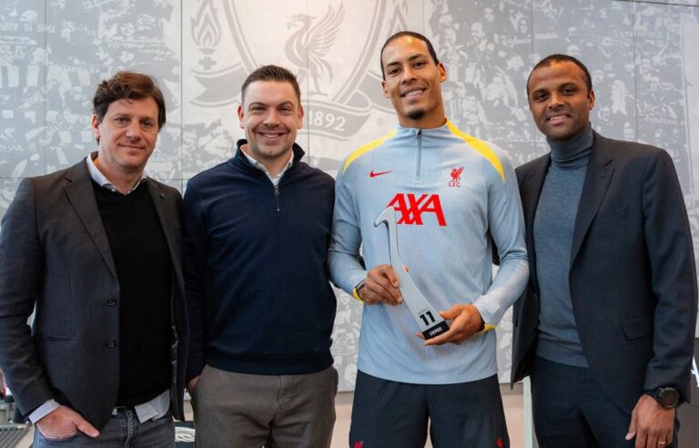 Virgil van Dijk presented with FIFPRO World 11 trophy