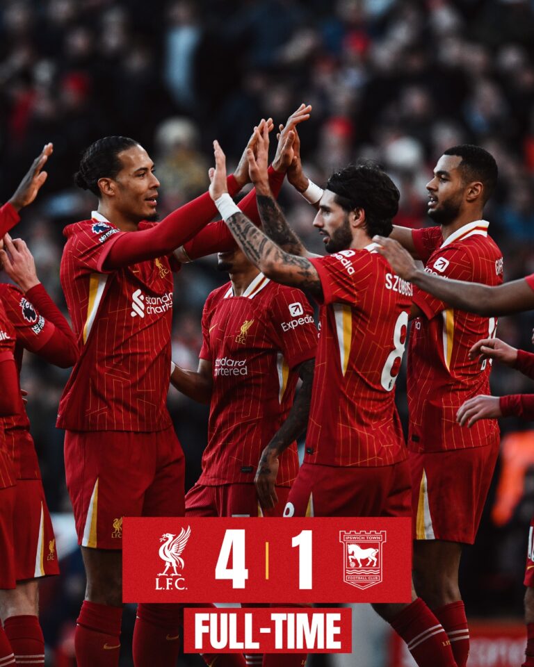 Liverpool 4-1 Ipswich: Player ratings as Reds roar to rampant victory